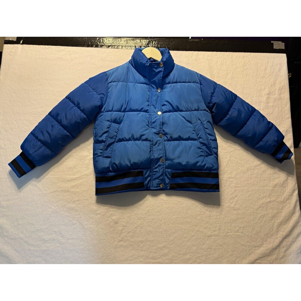 NOVA Kids Boys Blue/Black Puffer Jacket 14-16 Snap Closure Full Zip Pockets
